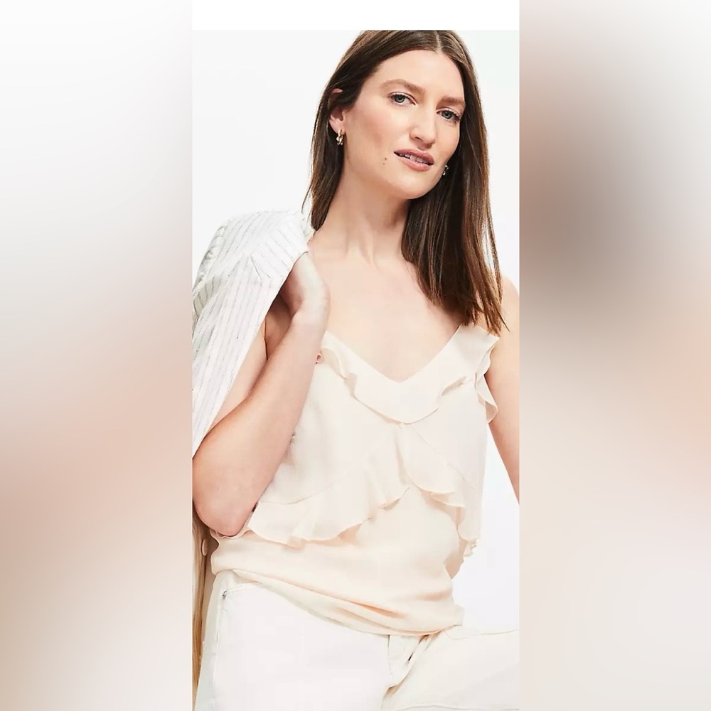 NWT Elegant Cream Ruffle Top